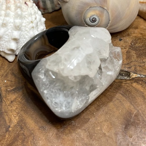 Natural Quartz Ring, White & Brown | Size 6.5 | NWT - Picture 1 of 7